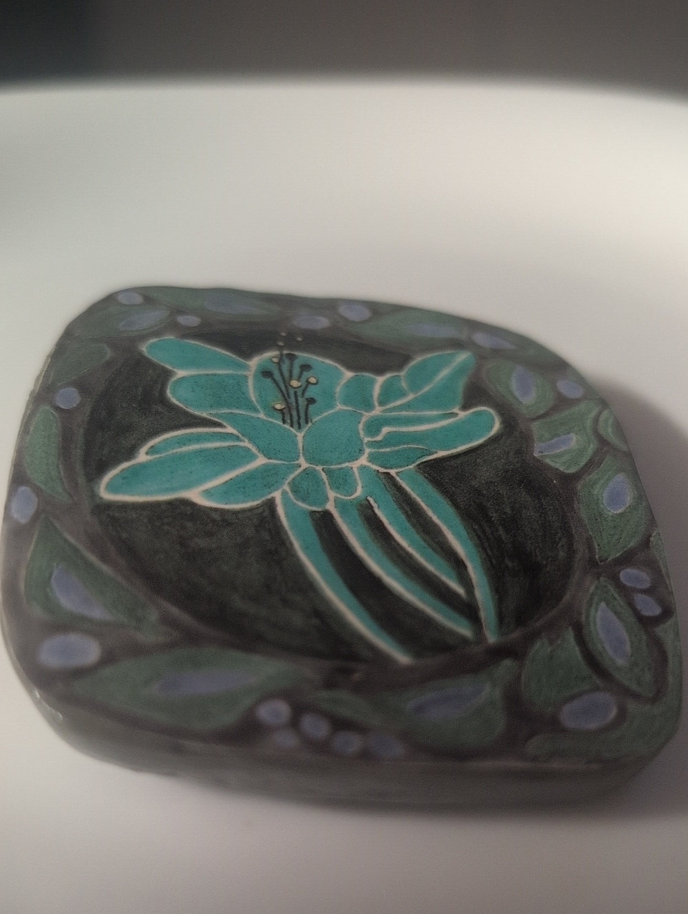 Nina Briggs Handcrafted Teal Floral Pin